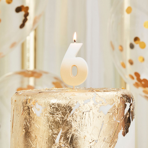 Candle Number 6 Ombre Gold